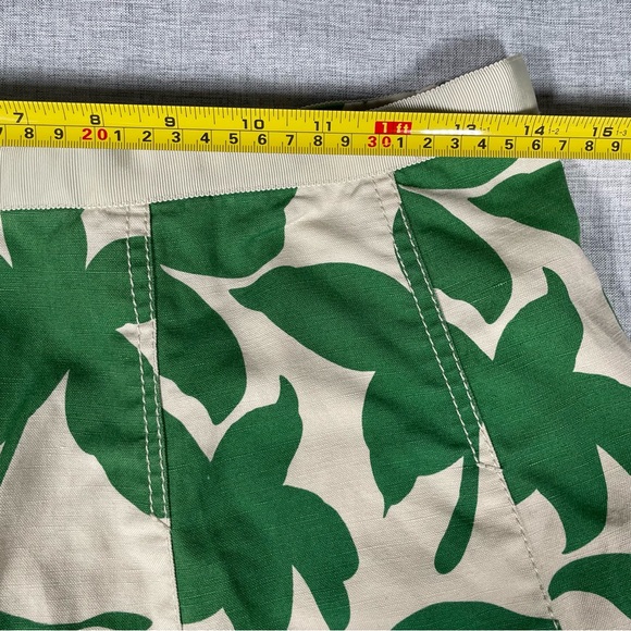 Banana Republic Linen Skirt Women Size 2 Vintage A-Line Lined Green Leaf Print - Picture 8 of 10